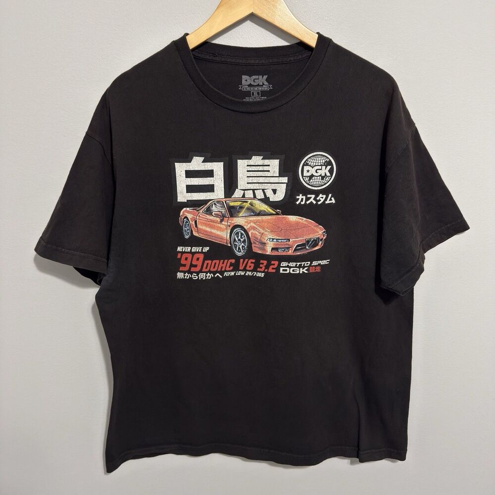DGK '95 DOHC Inline-4 Graphic Men's Black T-Shirt Size XL JDM Car
